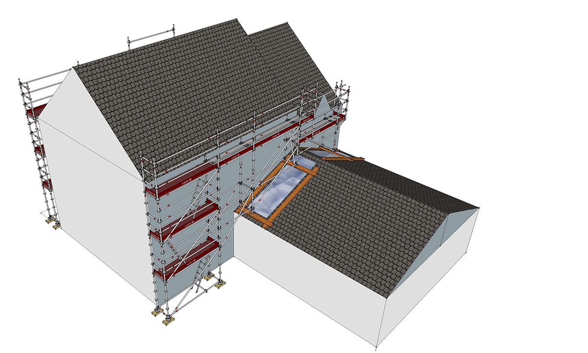 Modélisation 3D d'un échafaudage sur une maison à Brest Modélisation 3D d'un échafaudage sur une maison à Brest